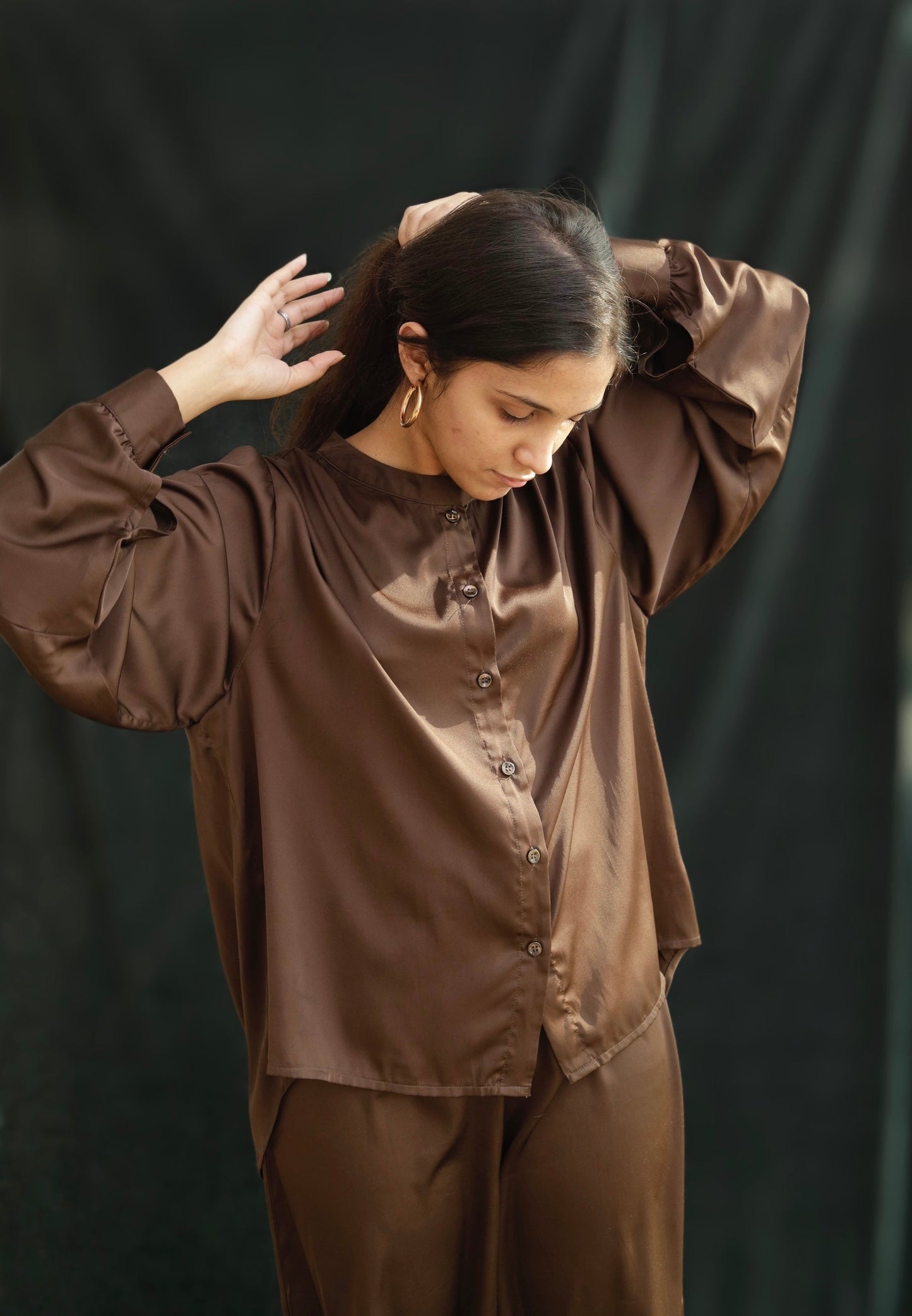 Mandarin Collar Shirt in Silk Maison Lavin