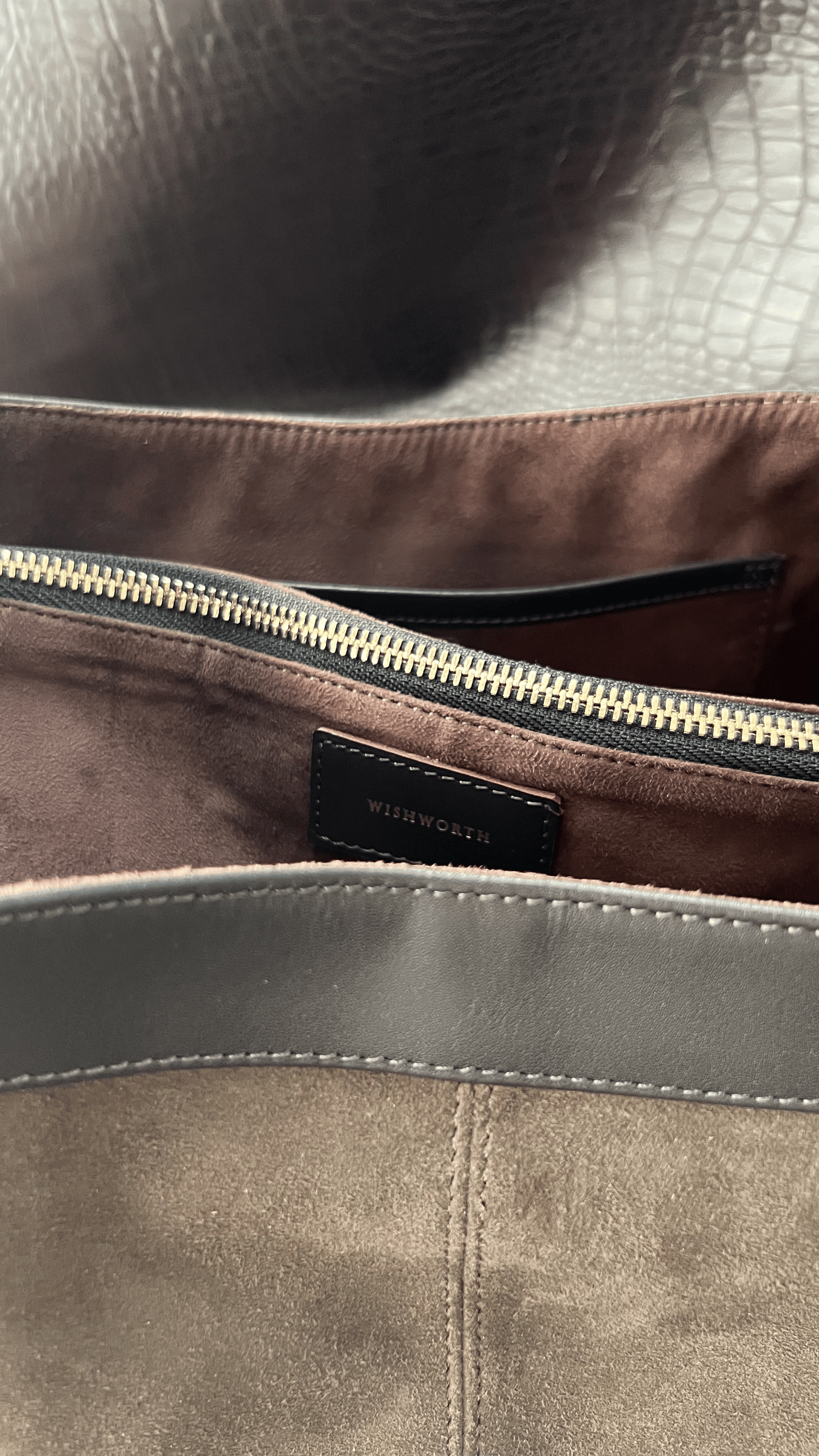 Freya - Handcrafted Olive Suede Leather Tote with Brass Lock wishworthstudio