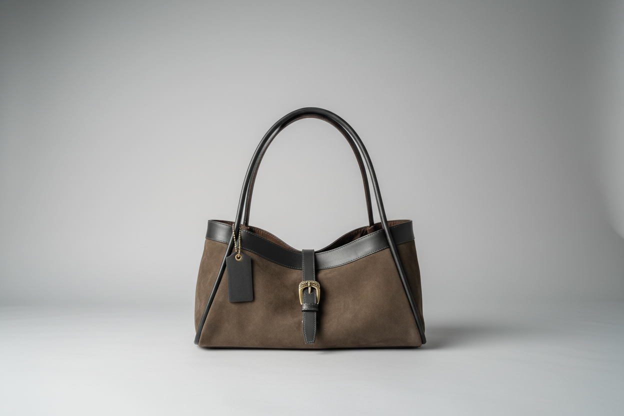 Freya - Handcrafted Olive Suede Leather Tote with Brass Lock wishworthstudio