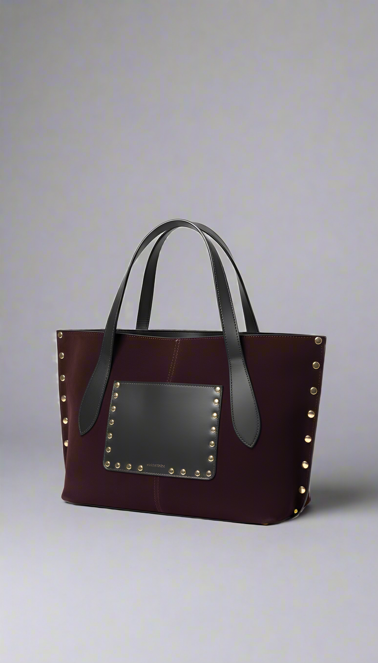Open suede leather tote with card pockets, zipper pocket, and light suede lining – luxury handbag